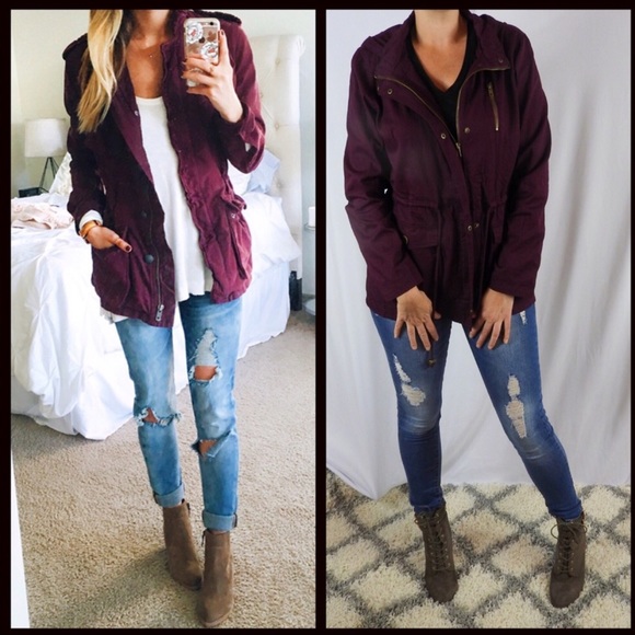 CLEARANCE-FIRM‼️Burgundy 🖤 Utility Jacket - Picture 3 of 7